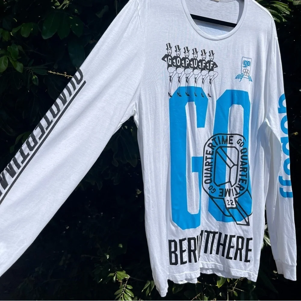 MARINE LAYER‎ white knit sport graphic long sleeve crew neck T-shirt